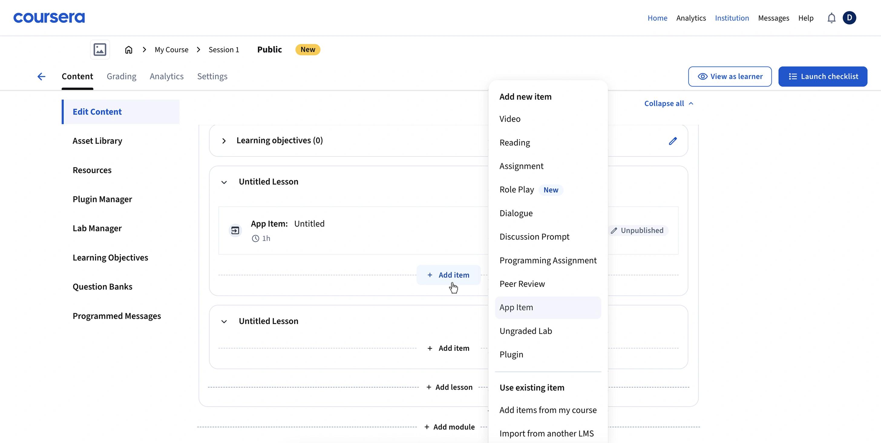 Edit Content tab screenshot